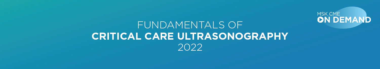 Fundamentals Of Critical Care Ultrasonography 2022 On Demand Msk Cme Continuing Education Ce